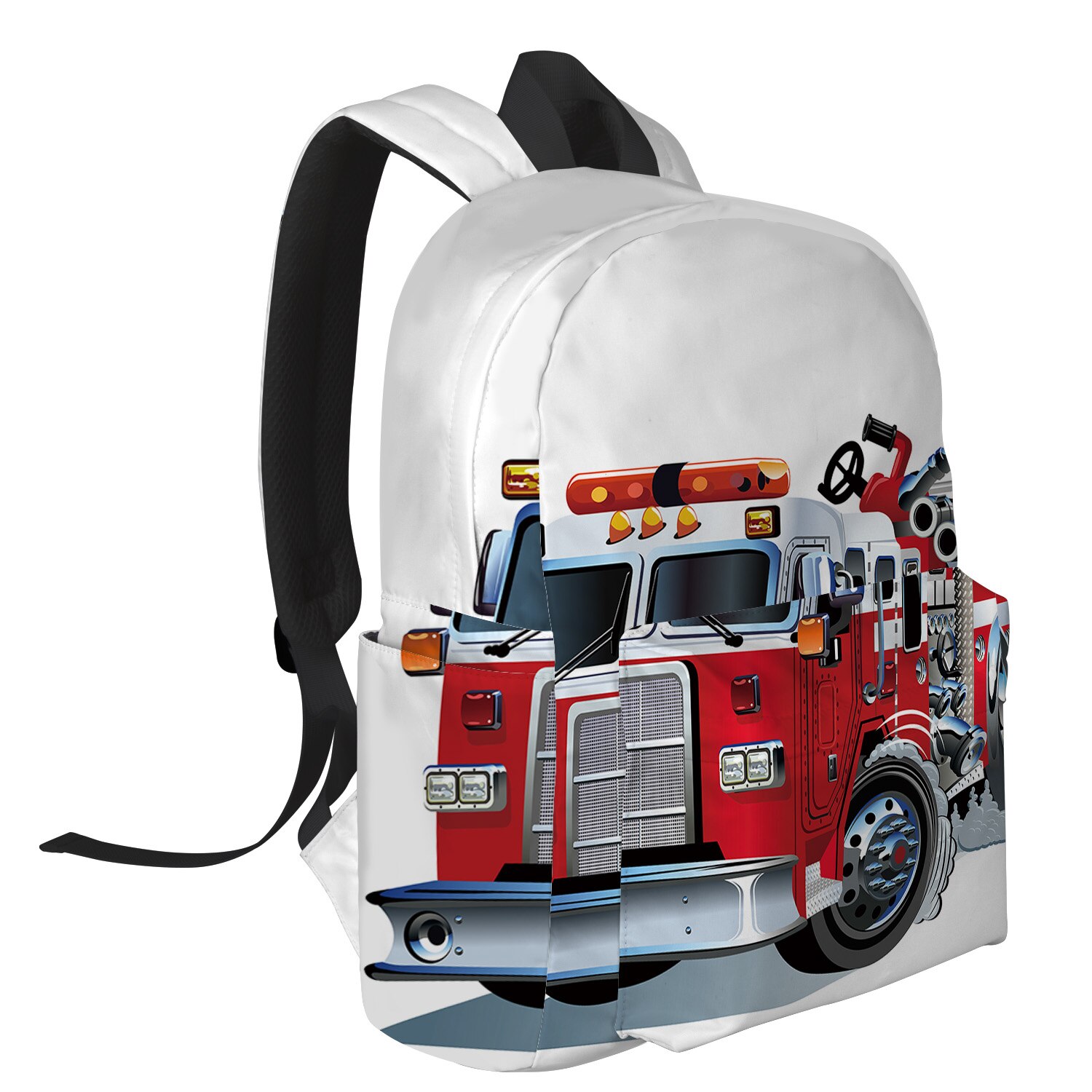 Cartoon Fire Truck Backpack College Students Laptop Backpack Book Bag Casual School Bag