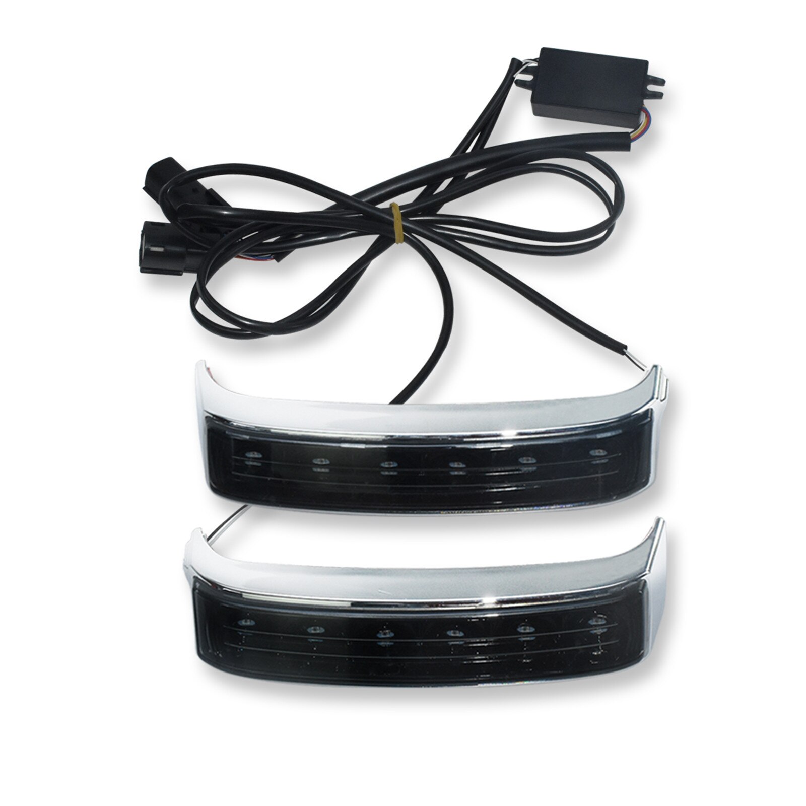 Motorcycle LED Saddlebag Run Brake Turn Signal Light Black/Chrome Housing Smoke Red Lens Lamp For Harley Touring Road King 14-21