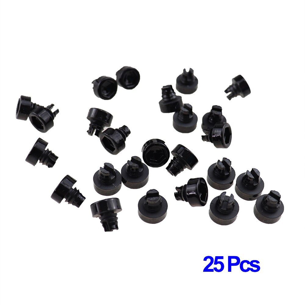 Rivets de roue en plastique pour voiture, 25/7.5mm, écrous, clous, clous, clous, pour stylisme automobile, TunningRim, lèvres, pneus, vis de remplacement, décoration: Black-25pcs