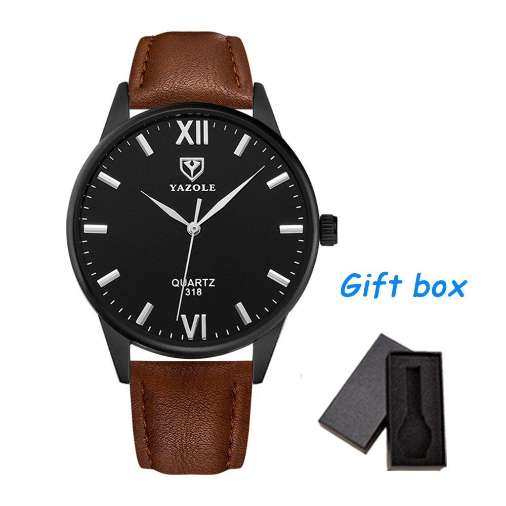 YAZOLE-montre à Quartz pour homme d'affaires, classique chronographe, bracelet en cuir pour homme: black brown-gift