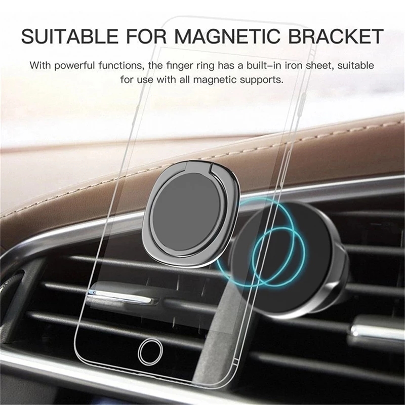 Soporte de anillo de dedo magnético para teléfono inteligente de coche, soporte giratorio de lujo para teléfono móvil