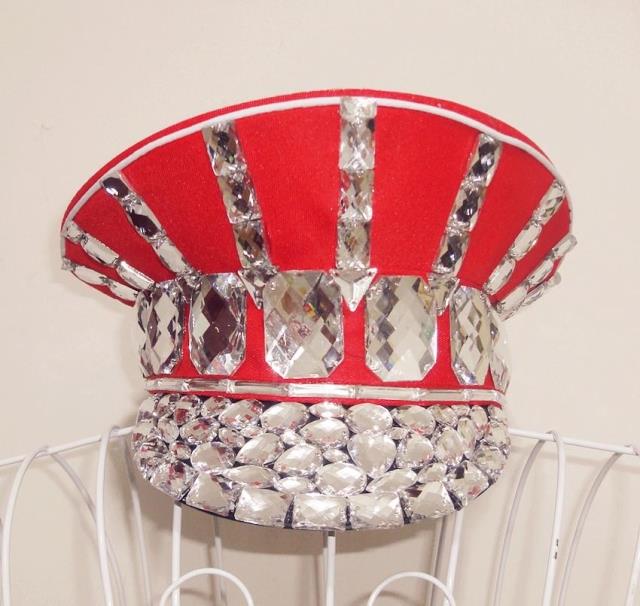 Ds disfraz Bling sombreros de bebé brillante diamante policía Cap Rhinestone rojo trajes militares trajes de escenario para cantantes Beyonce: 56