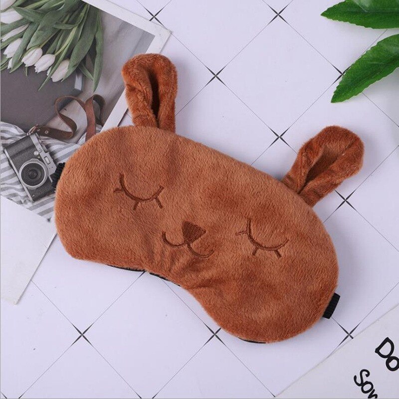 Leuke Kat Slaap Masker Natuurlijke Slapen Oogmasker Eyeshade Cover Shade Eye Patch Vrouwen Meisje Ontspannen Reizen Blinddoek Eyepatch: Brown