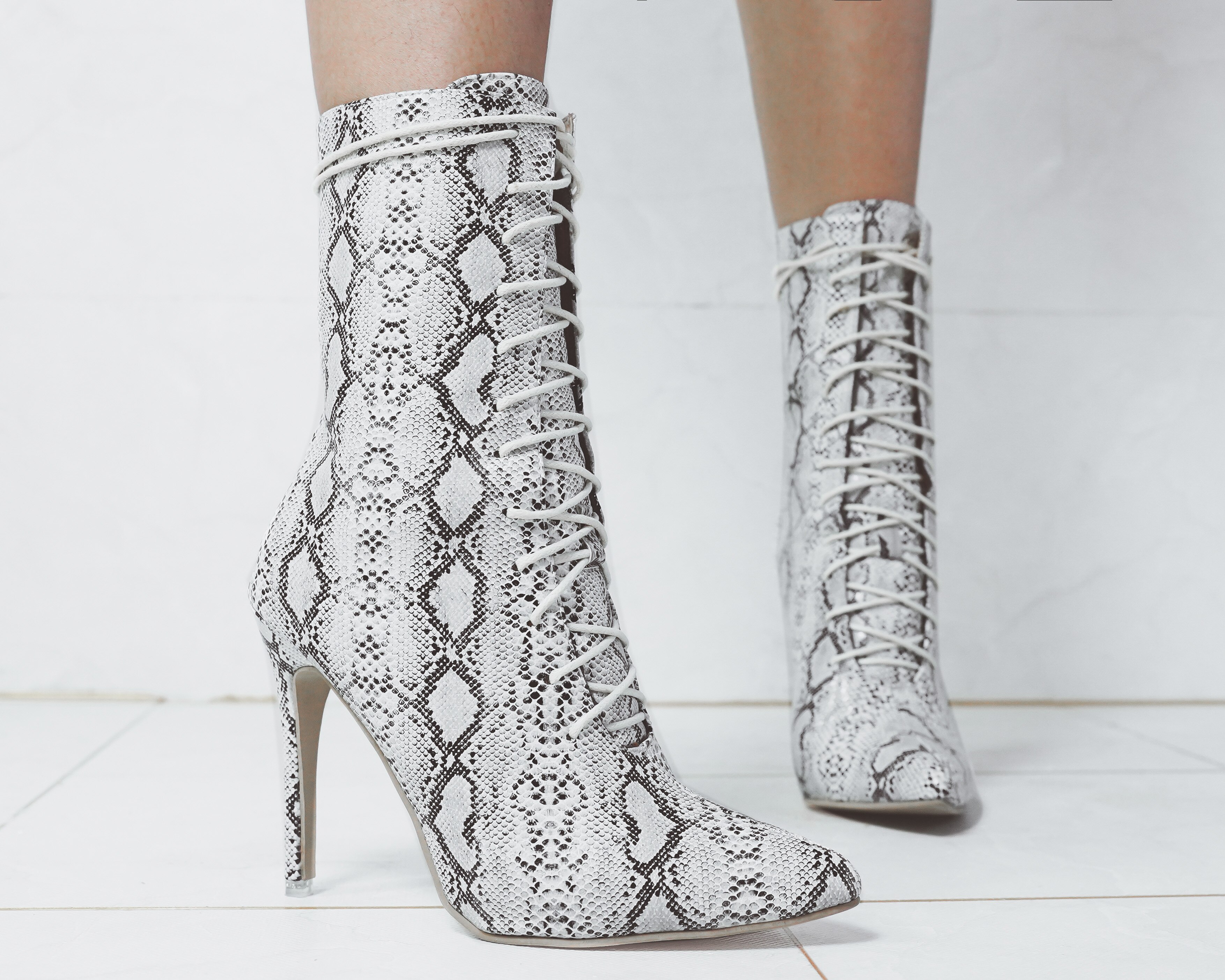 Dames laarzen maat 36-41 slangenprint enkellaarsjes voor dames puntige neus hoge hak schoenen dames herfst winter hoge hakken luipaard 599: Zwart / 38