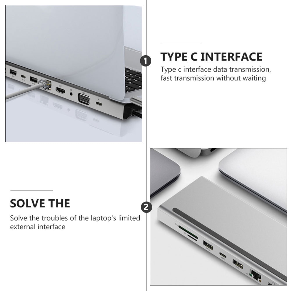 1pc USB Hub 11-in-1 Adapter Dongle mit Typ-C 87W PD Lade USB 3,0