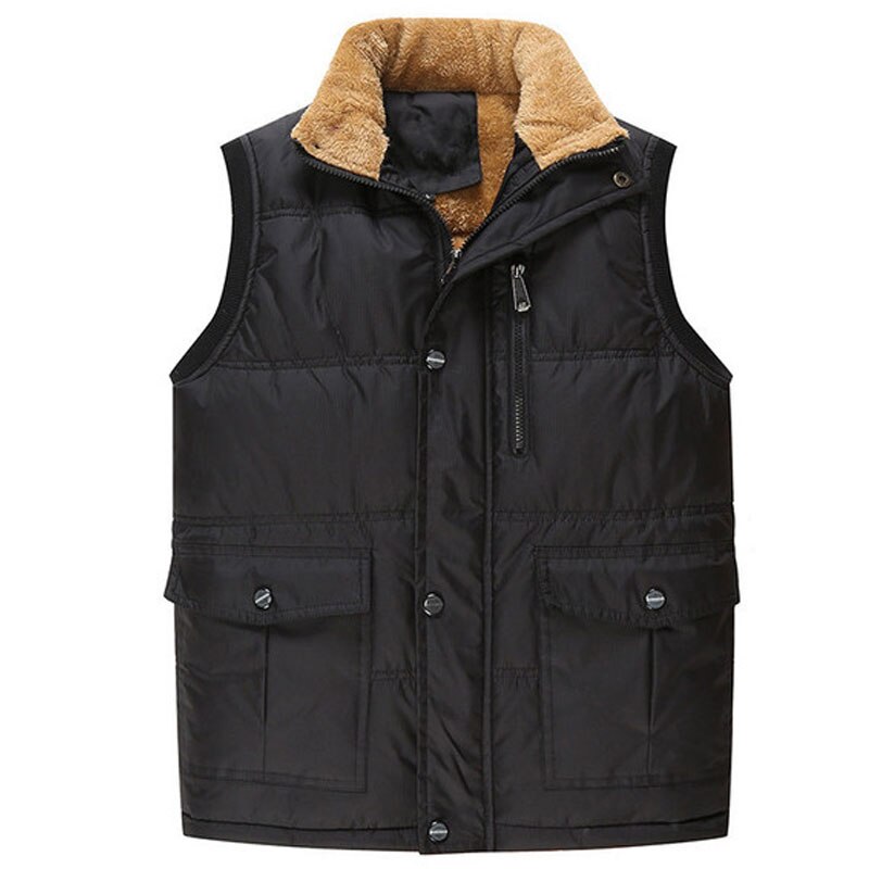 Gilet en molleton pour homme, veste sans manches, couleur unie, noir, , grande taille 7XL, Gilet épais, automne et hiver décontracté