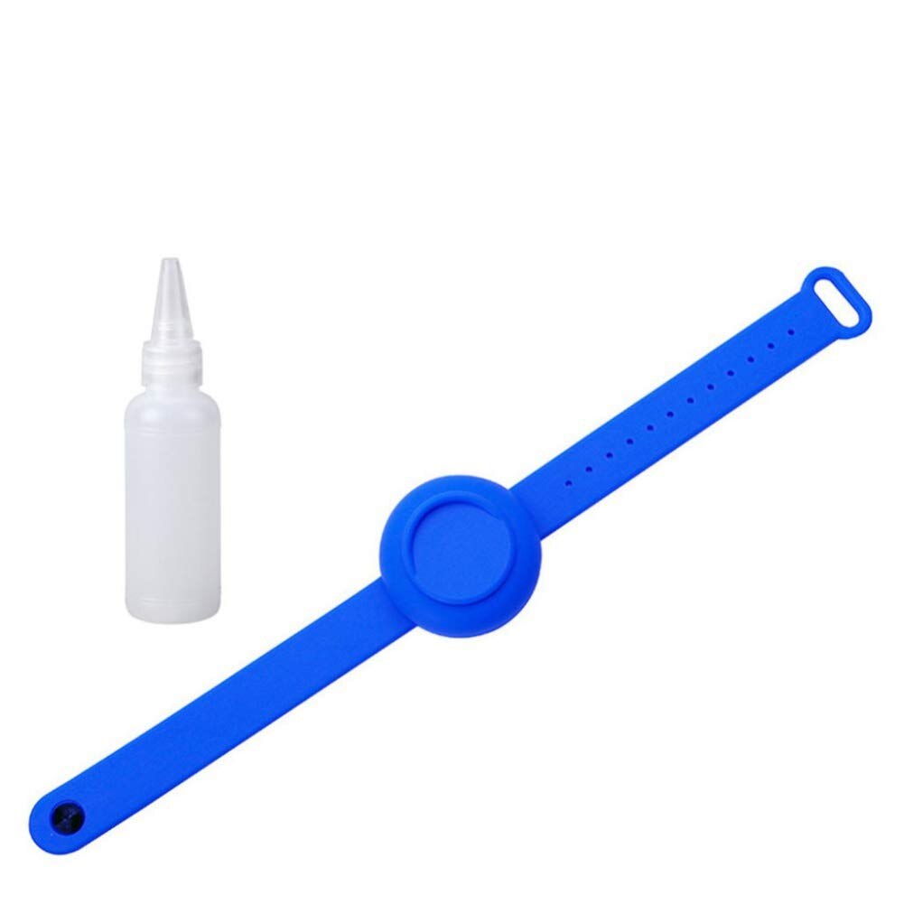 5pc siliconen handdesinfectiemiddel polsbandjes met fles draagbare armband dispenser reisdesinfectiegel houder draagbare lege fles: 5 stuks blauw