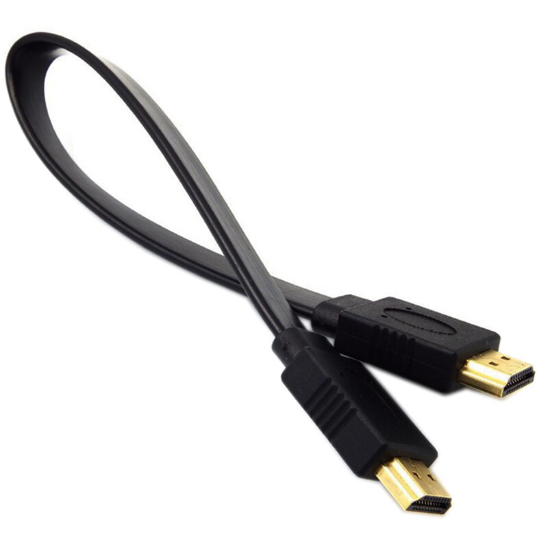 Czarny 30-centymetrowy krótki kabel Full HD zgodny z HDMI Obsługa wtyczki 3D męskiej na męską Płaski kabel do audio-wideo HDTV TV Wysoka jakość