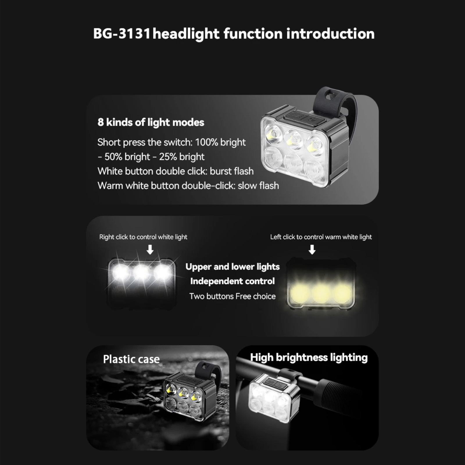 Bike LED Front Rear Lights 6 LED MTB Road Bike Lamp USB Rechargeable Cycling Light Lamp Bicycle Headlights Cycling Accessories