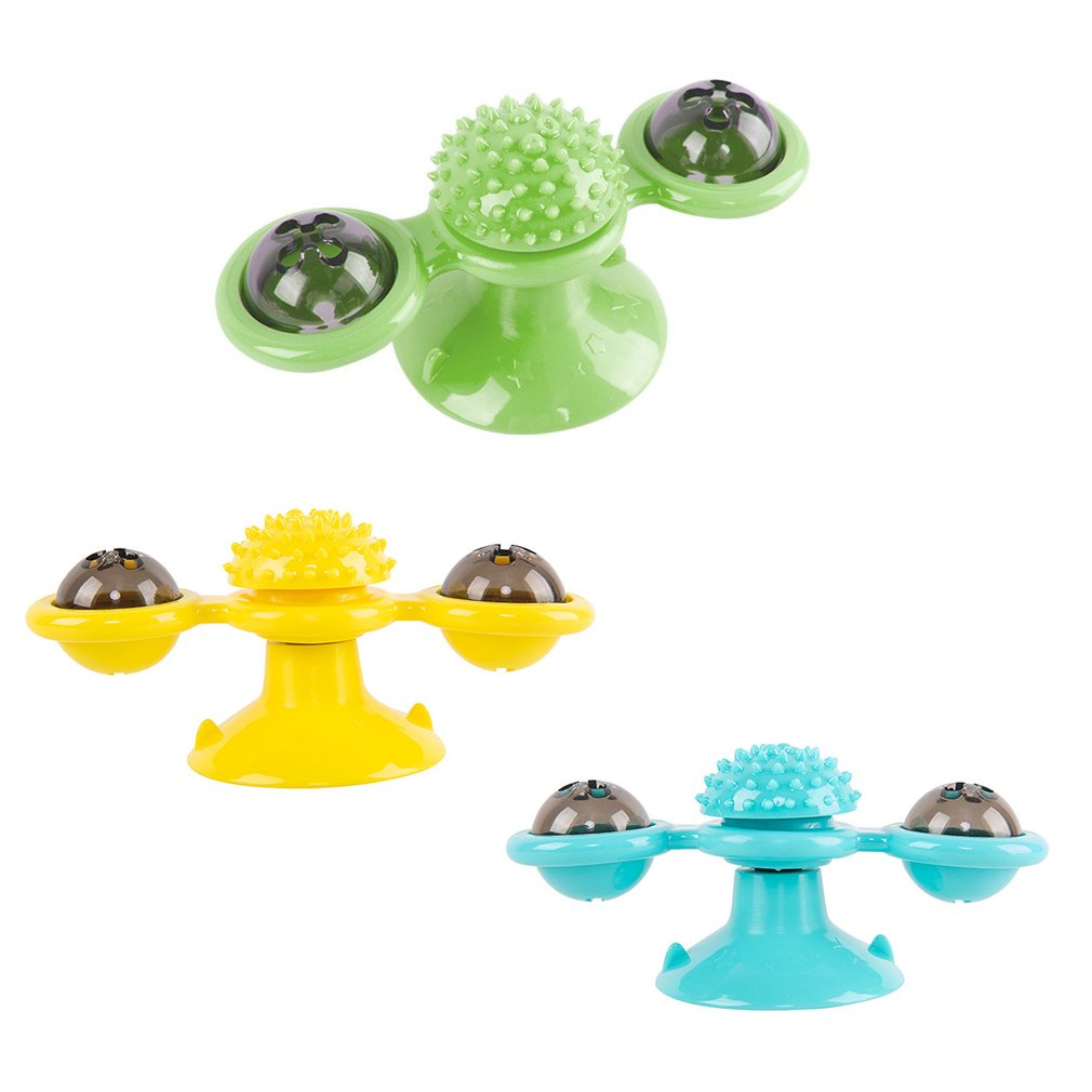 Rotate Windmill Cat Toy Turntable Teasing Pet Toy Tickle Cats Hair Brush Funny Cat Toy Suction Cups Cute