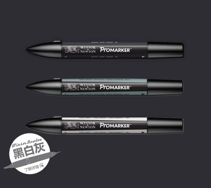 Marcador gráfico Winsor & Newton ProMarker de doble punta gris y negro