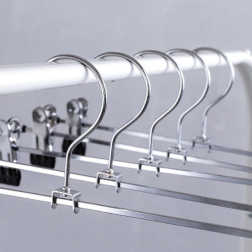 Hangers Trouser Hanger Strong Chrome Pants Skirt Coat Hangers with Non-Slip Clip