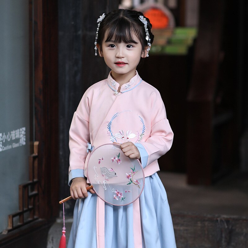 Children's Hanfu Dress - Chinese Folk Dance Costume - Princess Style Stage Wear - Spandex: 100cm