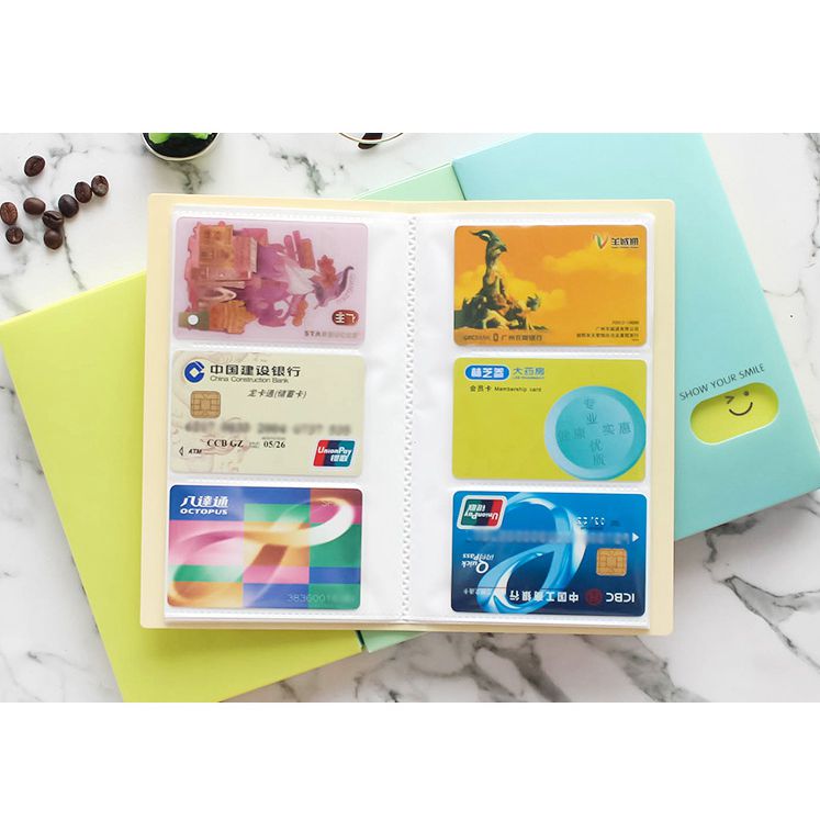 Smile Business Card Holder organizador ID tarjeta de crédito caso bolso monedero 120 tarjetas titular verde