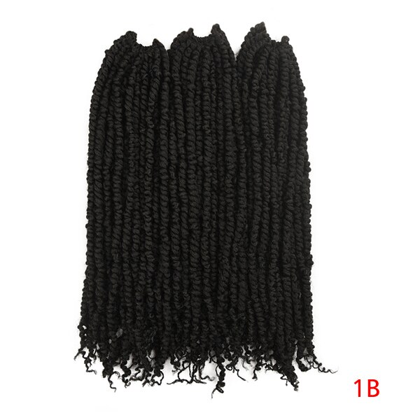TOMO 18 Zoll 45cm Frühling Leidenschaft Twist Häkeln Haar Ombre Synthetische Flechten Haar Extensions 12 Wurzeln Flauschigen Häkeln Zöpfe: #1B