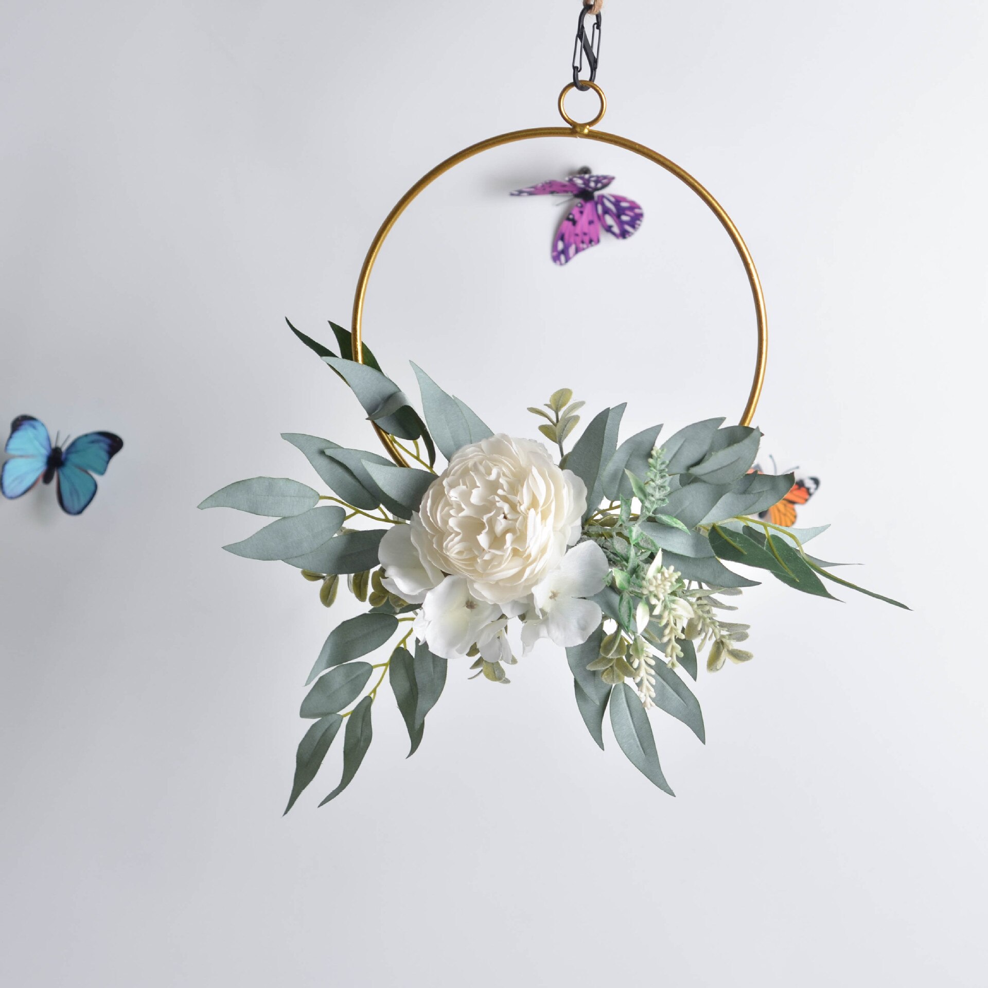 Cilected Floral Hoop Wreath Geometric Wire Round Triangle Square Hoop Frame Of Artificial Flower For Wedding Backdrop Wall Decor: A081R06