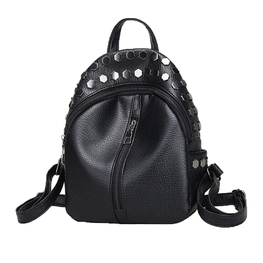 Frauen Mädchen Rucksack Tornister Schule Taschen Jugendliche Rucksack Mini Niet Tasche Kleinen Rucksack Leder Rucksack # p2s