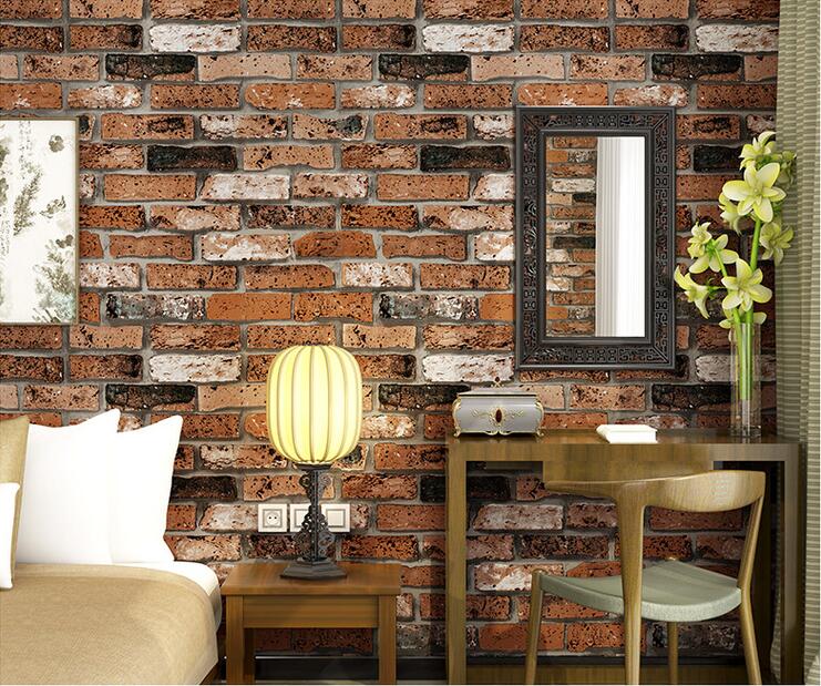 Beibehang Moderne baksteen 3d steen behang roll Groene baksteen Rode bakstenen muur achtergrond behang voor woonkamer pvc 3D behang: 1503