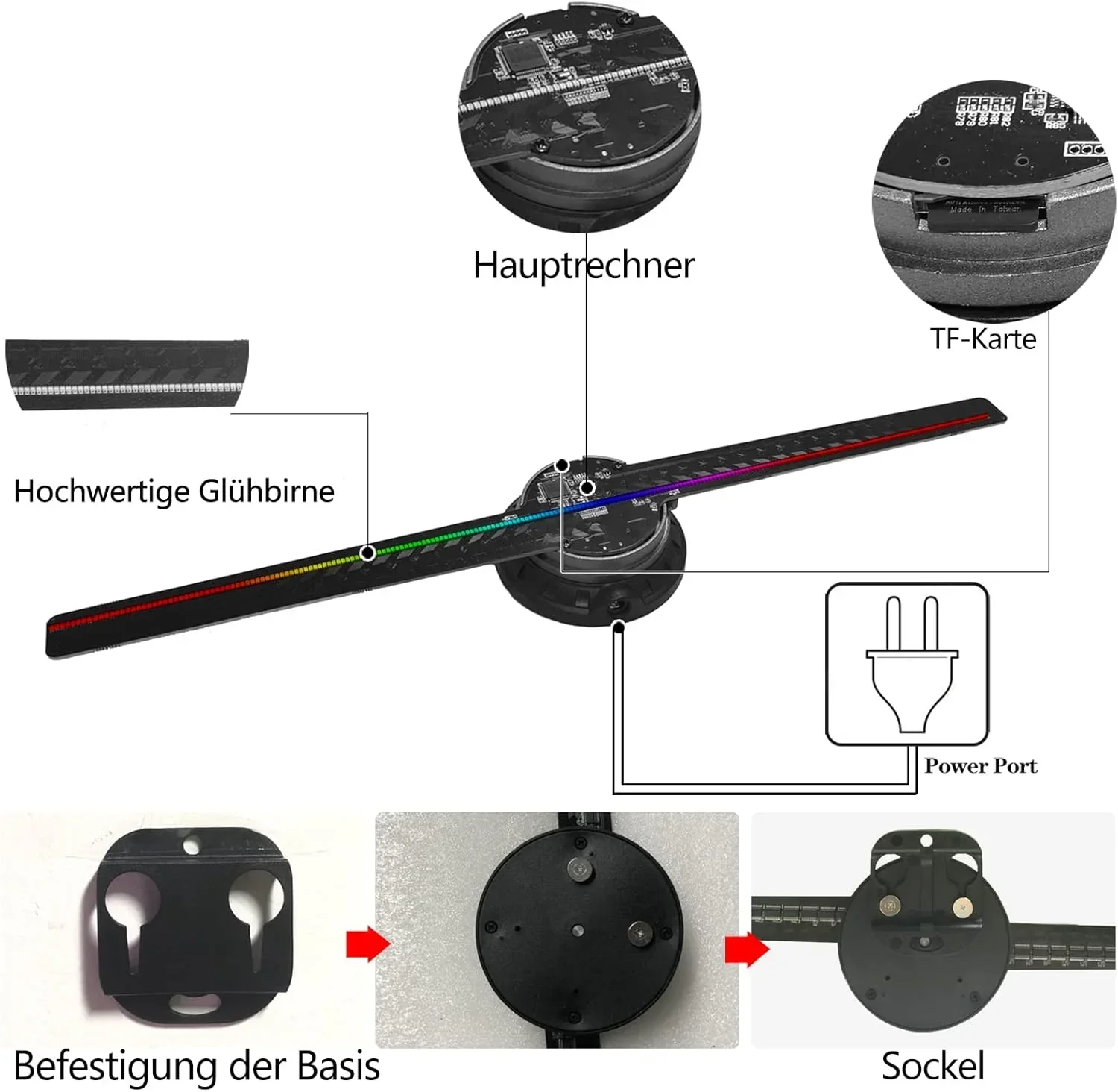 3D Hologram Fan 3D Holografische Projector Reclame Display Licht HD Holografische Projector Winkels Bars Party Kerstmis Halloween