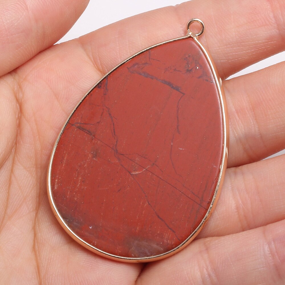 Natural Stone Pendants Water -shaped Semi-precious Stone Pendant for DIY Jewelry Making size 37x55mm: Rainbow Stone