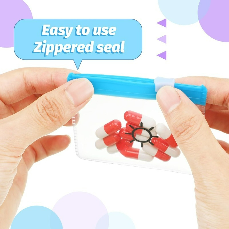 Mini bolsas dispensadoras de pastillas, bolsa de joyería de viaje portátil con cremallera deslizante, organización de almacenamiento impermeable autosellante, 7/48 Uds.
