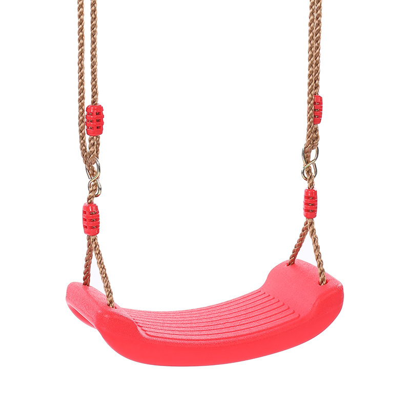 Garden Swing Kids Plastic Adjustable Ropes Indoor Outdoor Play Toys Curved Board Swing Chair: Red