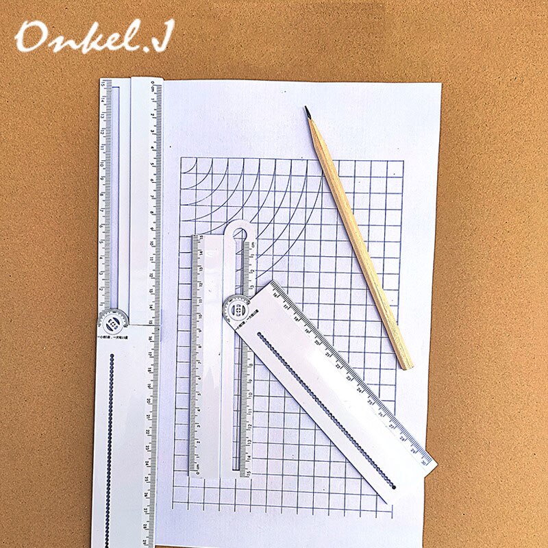 30cm Transparent Rectangle Ruler Protractor Student Stationery Drawing Tool