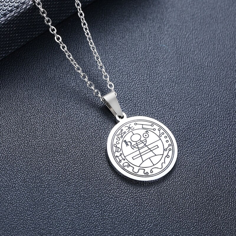 Vnox Rijkdom Fortune Amulet Pendnat Talisman Secret Zegel Van Solomon Unisex Kettingen Rvs Anti Allergie Casual Sieraden