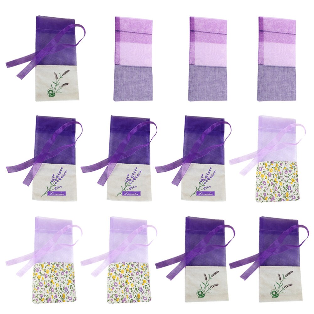 10pcs Floral Printing Lavender Bags Empty Fragrance Pouch Sachets Bag for Relaxing Sleeping Light Purple