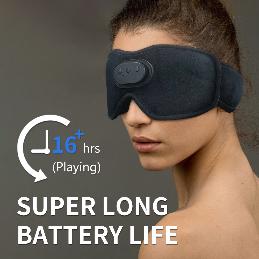 Auriculares para dormir con Bluetooth, máscara para ojos opaca, copa contorneada 3D, venda para música con altavoz para viajes, meditación, cambio nocturno