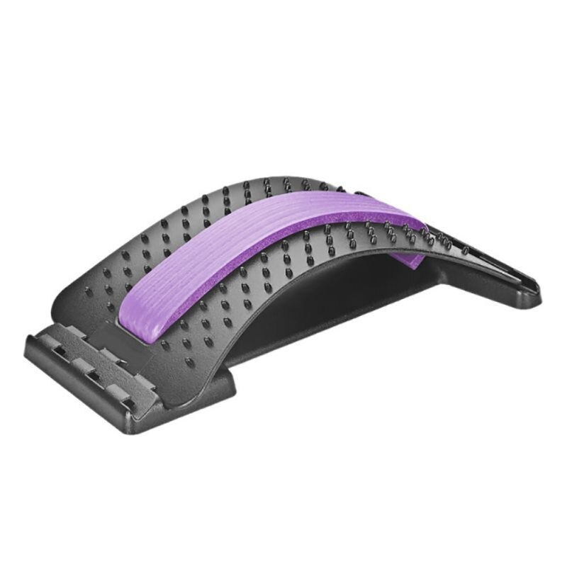 Alivio del dolor de la columna Dispositivo de estiramiento de tracción Lumbar Tabla de masaje de espalda relajado de cintura Prevención de Hernia Lumbar Brace 7: Black