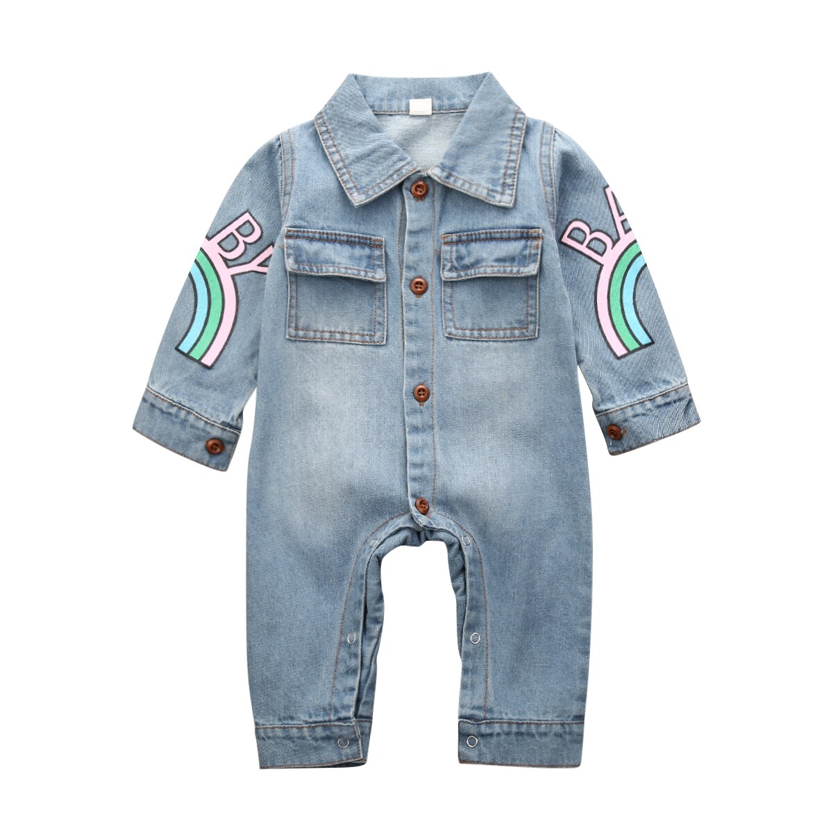 0-18M Toddler Baby Boys Kids Giraffe Denim Fabric Romper Autumn Winter Outfits Clothes