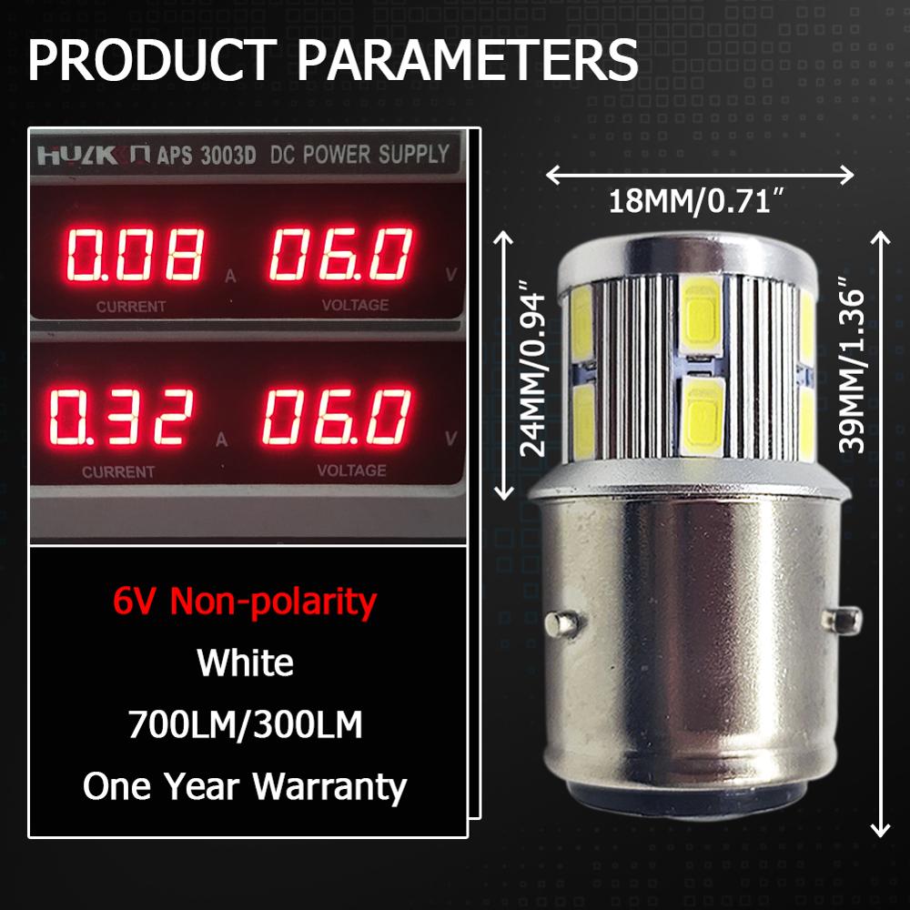 RUIANDSION 1 Pièces 17 Leds 5730SMD Moto Ampoule Phare Moto Cyclomoteur Scooter BA21D AC DC 6V Blanc 6000K Jaune 3000K