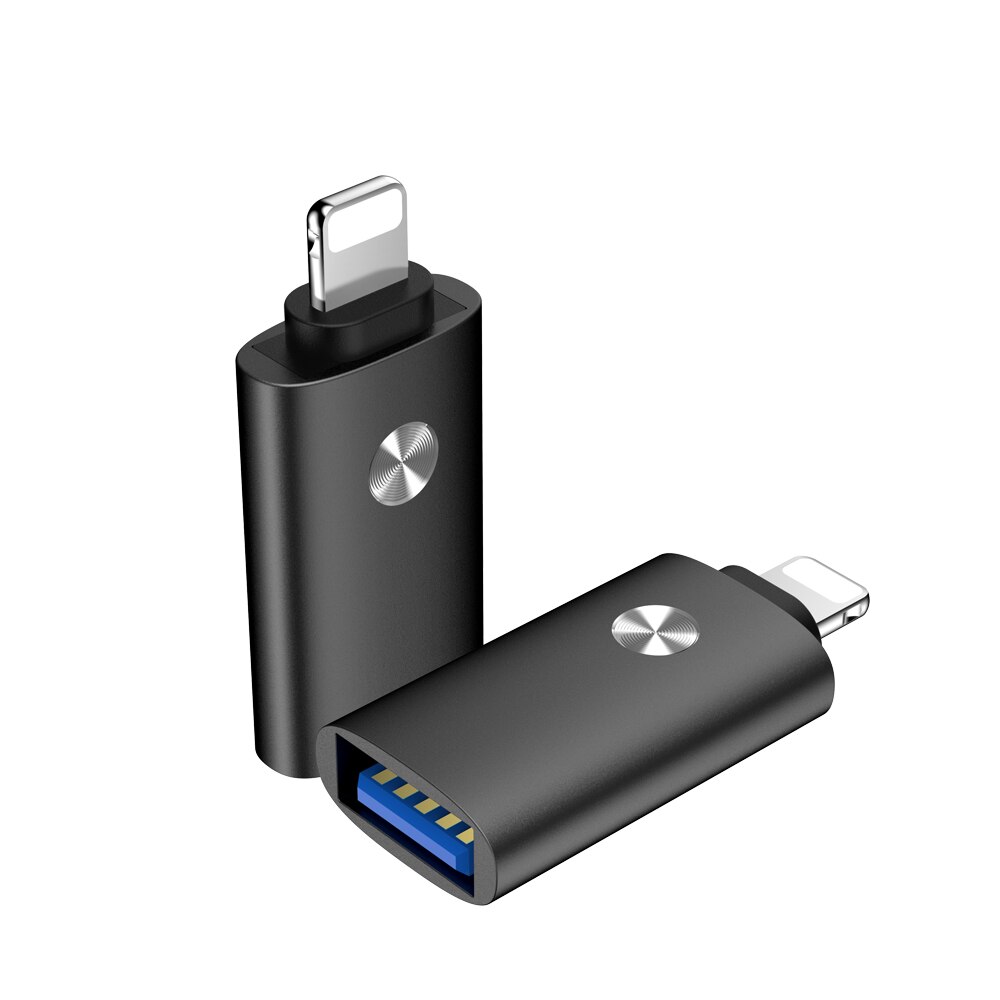 Adaptador USB OTG, convertidor de Cable de carga para iphone 11 Pro XS Max XR X 10 7 8 6 S 6 S Plus iOS 12 13, Conector de datos de carga rápida: Black
