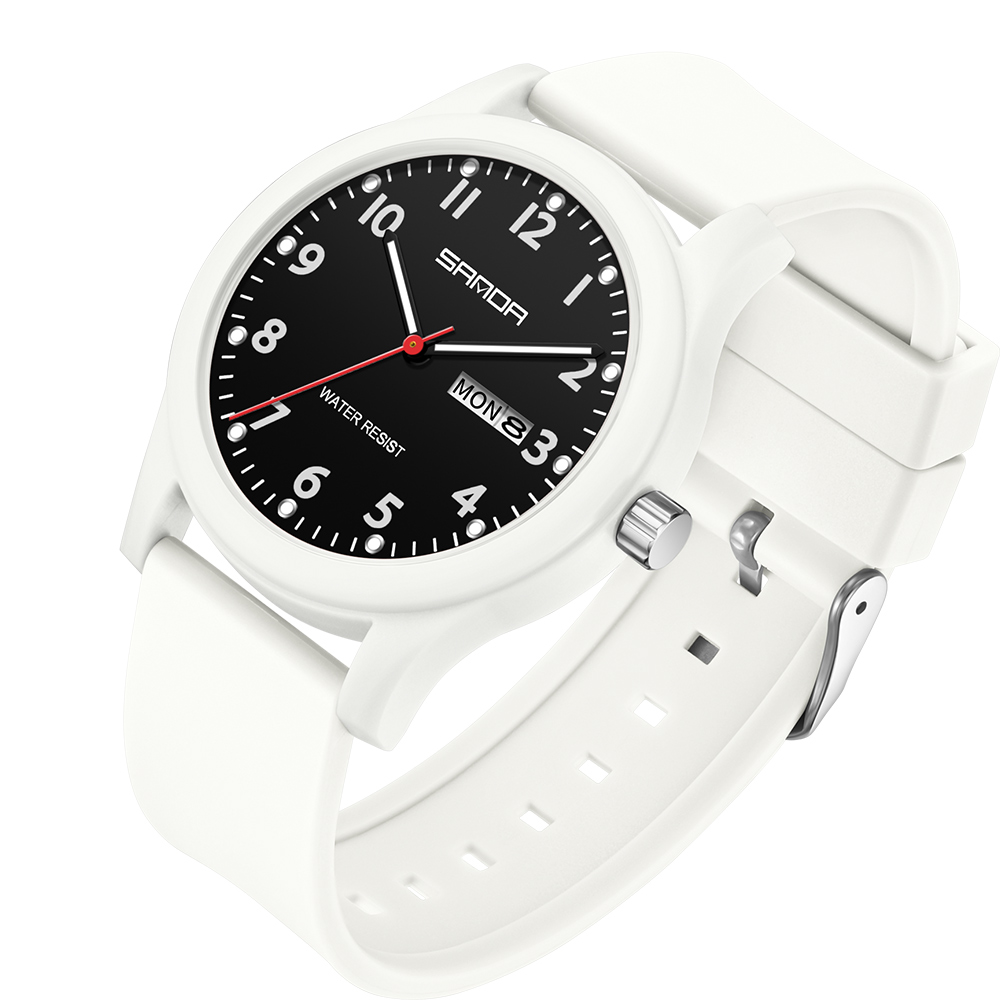 SANDA Herrenuhr, Silikonarmband, modisch, lässig, wasserdicht, leuchtende Uhr, Unisex-Armbanduhr, Datum, Woche, Sport, Herrenuhren: Mehrfarben