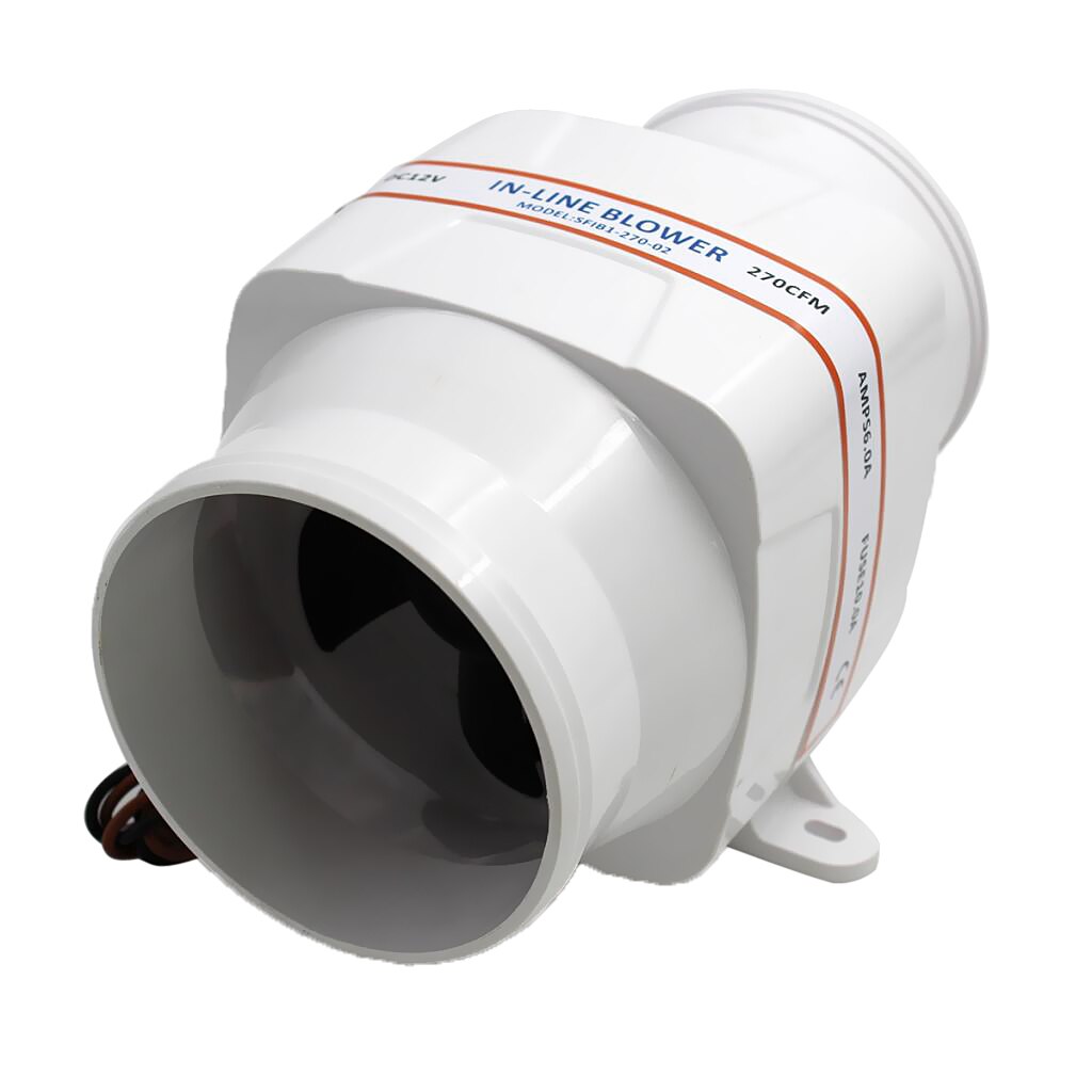 Marine in-Line Bilge Boat Air Blower 4 inch 12V 270 CFM Exhaust