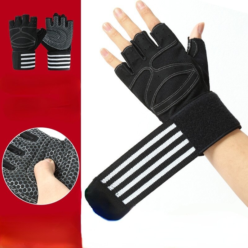 Guantes de levantamiento de pesas para hombre, manoplas de medio dedo para ejercicio pesado, musculación, gimnasio, entrenamiento