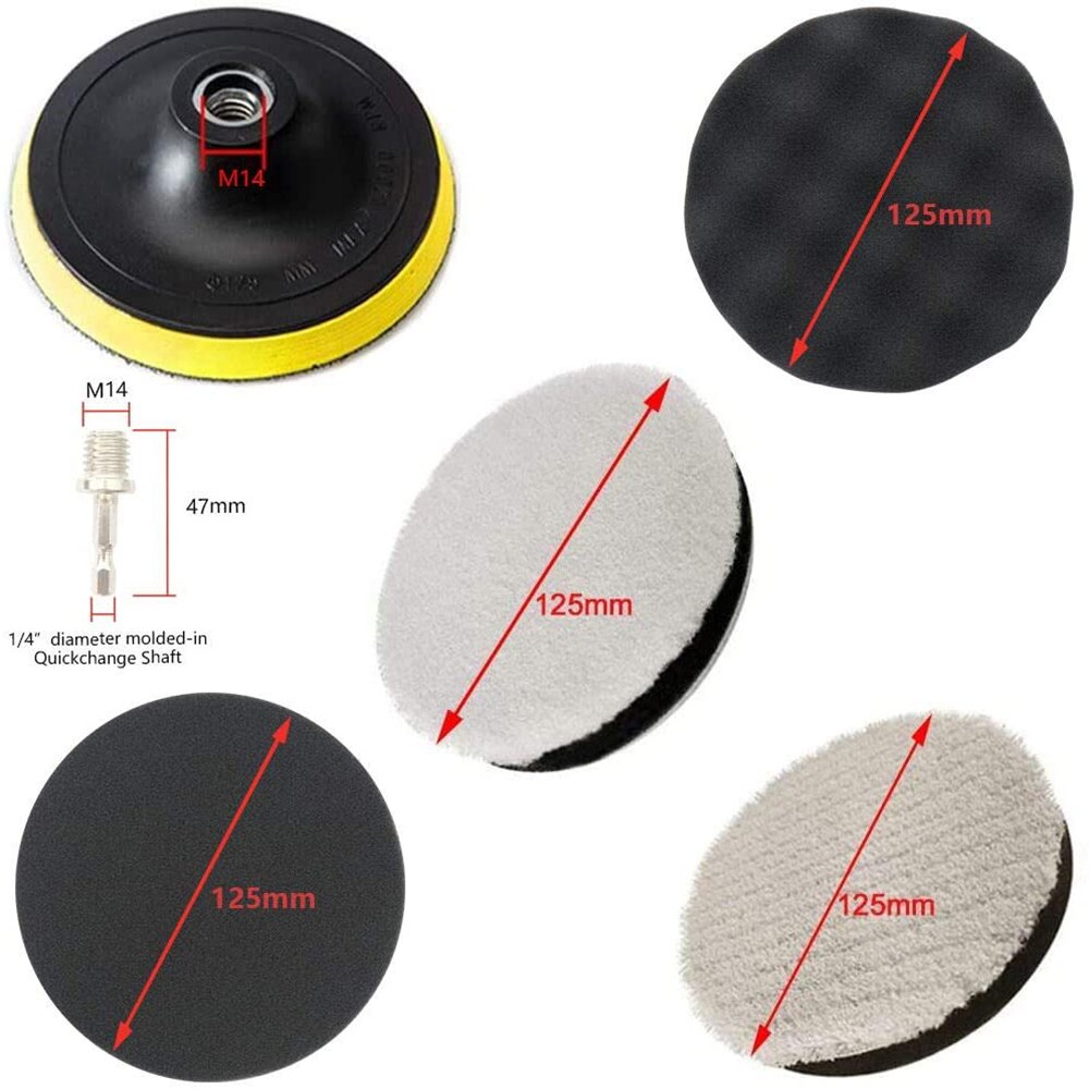 Pulidores de coche y juego de amortiguadores, almohadillas de pulido para taladro , cera para pintura, pulido, almohadilla de esponja compuesta, Kit de pulidores de coche