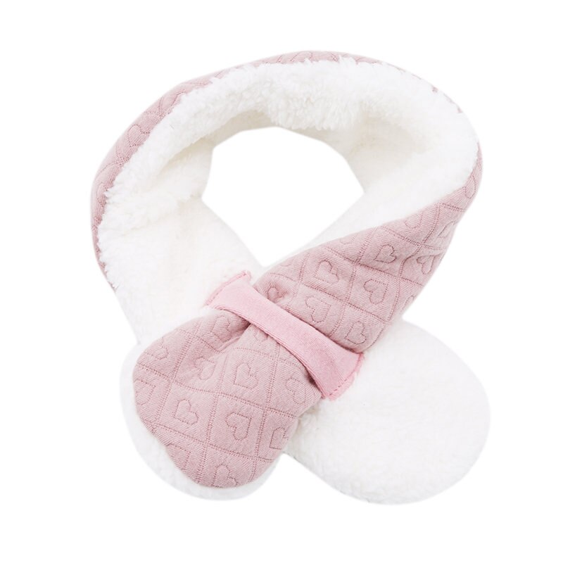 Macacão de inverno das crianças roupas de bebê manter quente cachecol miúdo coração forma padrão veludo gola de pele espessamento mais quente cachecol do bebê: Pink