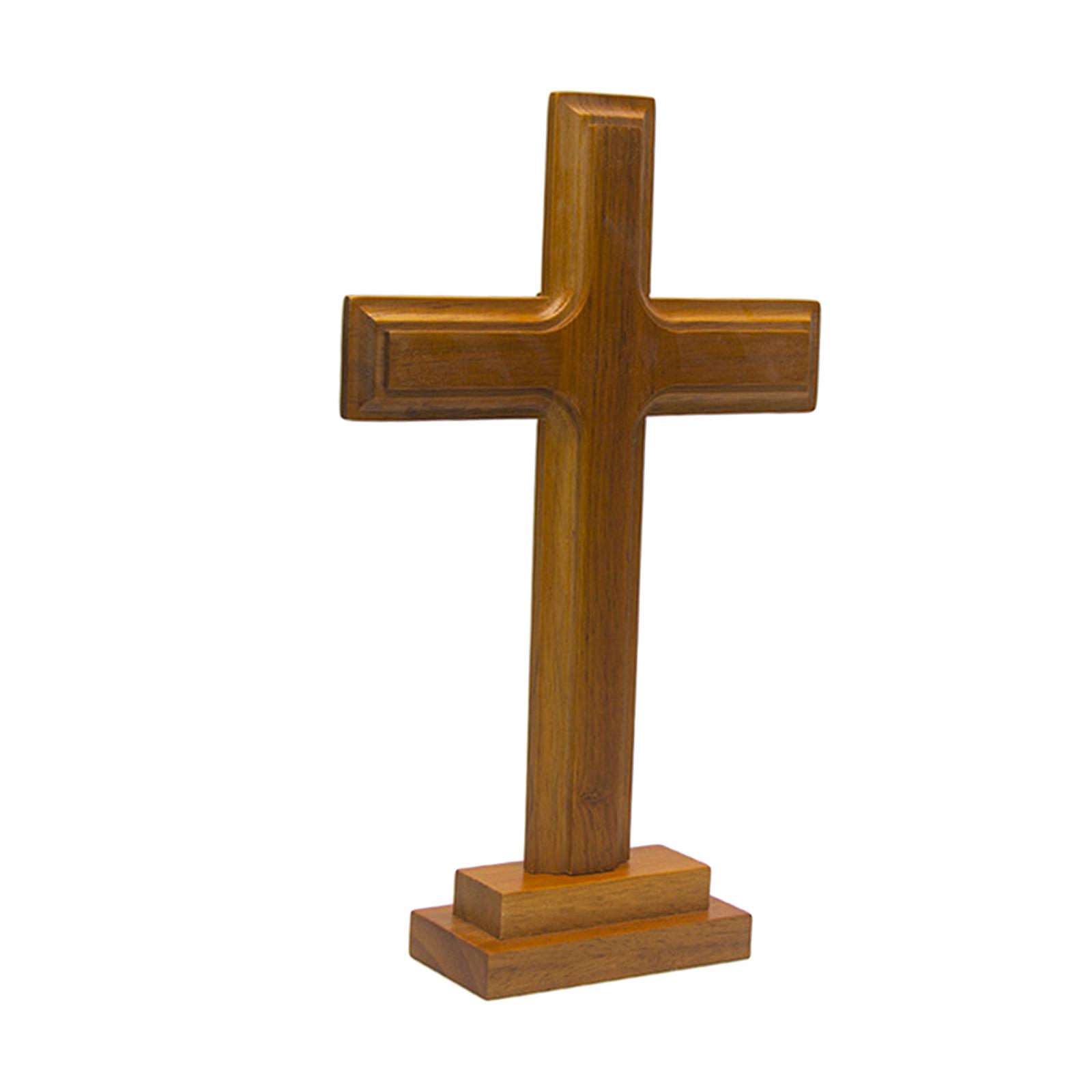 Hout Crucifix Cross Staande Jezus Dubbelzijdig Display Kruis Decor Jezus Christus W/ Stand Kerk Christendom Standbeeld Voor decor