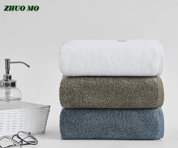 3 stk / sæt højkvalitets luksushotel badehåndklæde hvid lyserød blå kaffe grøn ansigt håndklæde tyk absorberende 70*140cm store bomuldshåndklæder