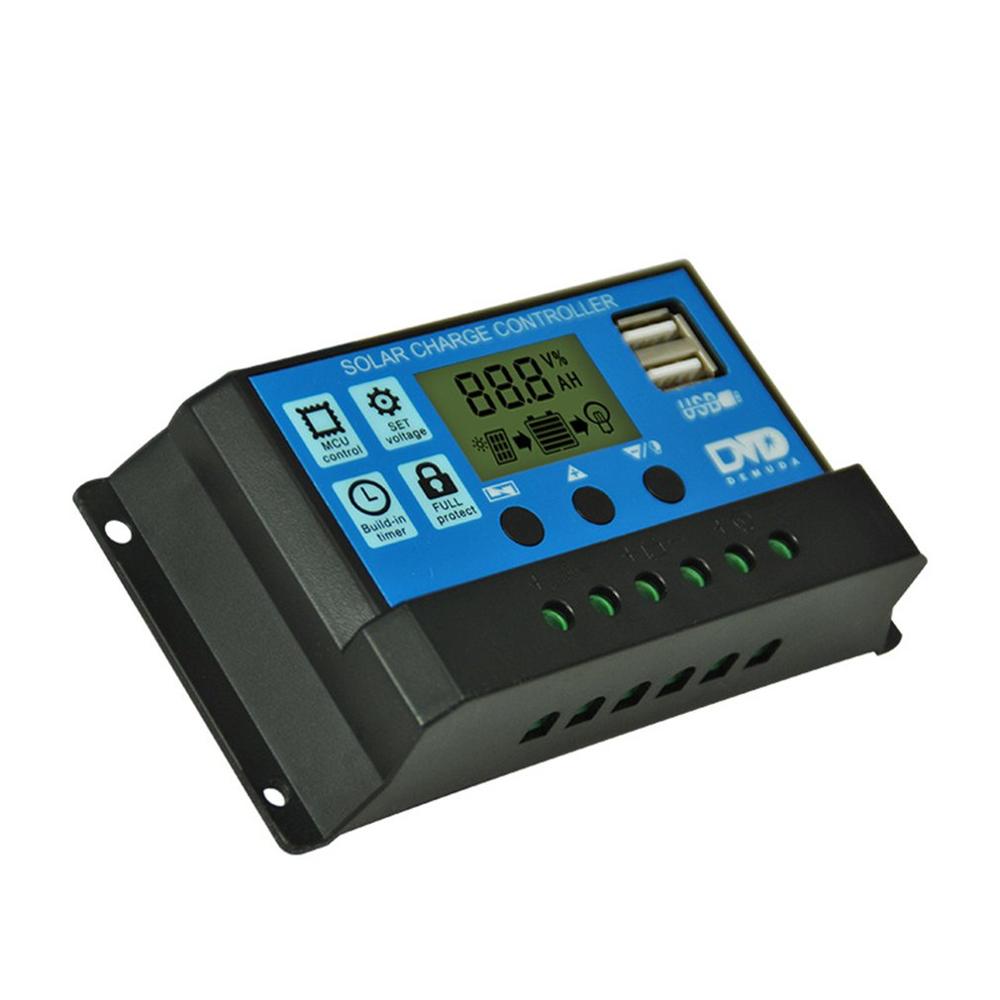 Solar Charge Controller Solar Panel Battery Intelligent Regulator with USB Port LCD Display 12V/24V Mutiple Protection