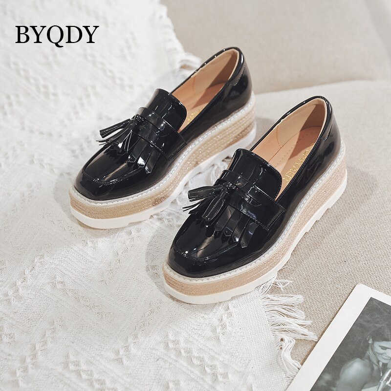Byqdy dusk platform pumps mule sko kvinner høy hæl kvinnelige pumps rund tå skinnsko kontor damer sko svart slip on