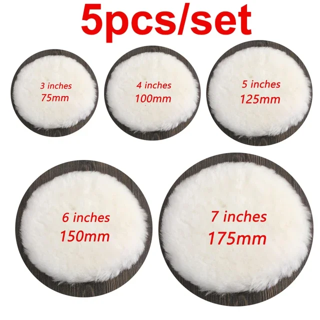 Car Wool Polish Pad 5 Sizes Disc Car Waxing Polishing Buffing Cars Paint Care Polisher Pads Auto Washing Cleaning Accessories: Red