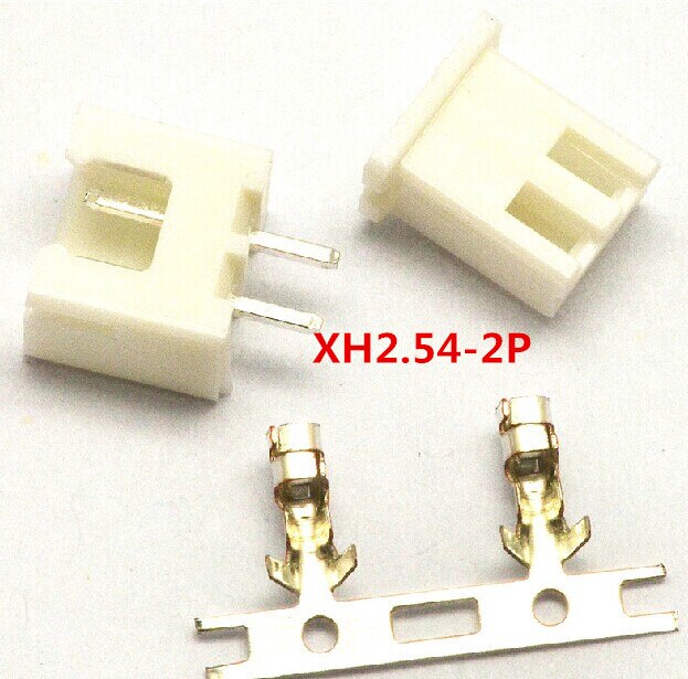 100Set XH2.54 2.54mm 2Pin 2P 180degree Male Pin Header+Terminal+Female Housing XH2.54-2P Connector Kit