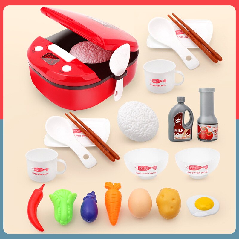 Children Play House Kitchen Toys Simulation Kitchenware Early Education Learning Kit Girl Cooking Rice Cooker Toy Kid's Kitchen