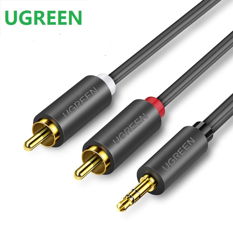 Ugreen rca-äänikaapeli 2 uros 3.5mm jakki - aux-linja punottu jakaja kotiteatteriin