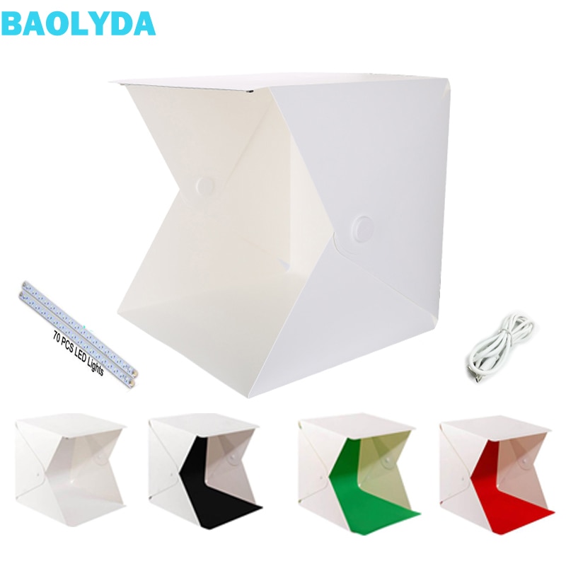 Baolyda PhotoBox Photo Light Box 20cm 40cm LED Light Photo Studio Shooting Tent Table Top Photography Lighting Kit 4 Backgrounds: 40 x 40cm