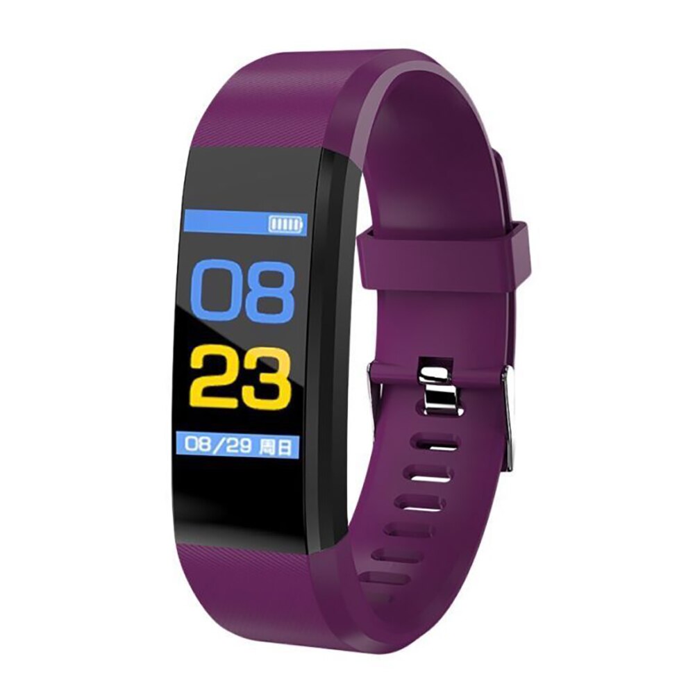 ID115HR PLUS Smart Bracelet Sports Wristband With Heart Rate Monitor Fitness Tracker Band Watch for Xiaomi Phone pk id115plus: Purple