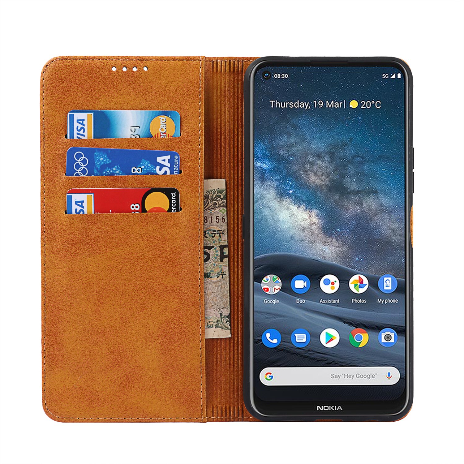 Premium skórzany futerał na telefon Nokia 8 V 5G UW / 8.3 5G etui z klapką etui na karty magnetyczne przyciąganie okładka portfel biznes